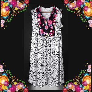 Womens Leopard Floral Yoke Lounge/Night Dress